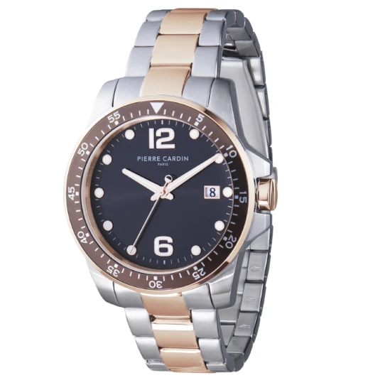 Мъжки ръчен часовник с кварцов механизъм - корпус от Стомана - Стоманена верижка - цвят Черен