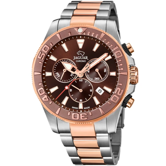 Мъжки ръчен часовник с кварцов механизъм - корпус от Стомана - Стоманена верижка - цвят Кафяв Сив