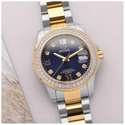 Дамски ръчен часовник с кварцов механизъм - корпус от Стомана - Стоманена верижка - цвят Син Сив