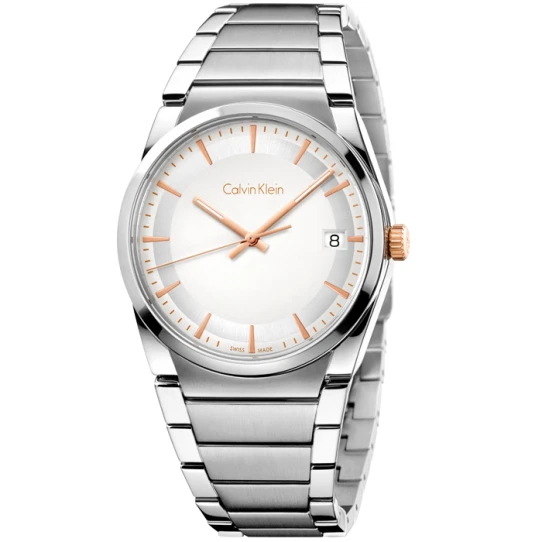 Мъжки ръчен часовник с кварцов механизъм - корпус от Стомана - Стоманена верижка - цвят Бял Сив