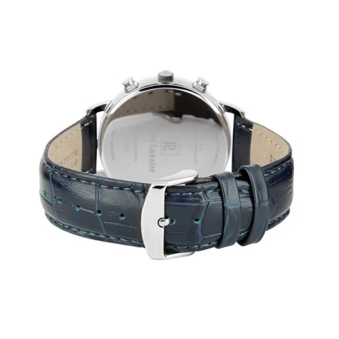 Мъжки ръчен часовник с кварцов механизъм - корпус от Стомана - Естествена кожа - цвят Син Син