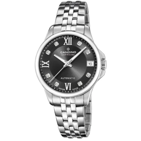 Дамски ръчен часовник с автоматичен механизъм - корпус от Стомана - Стоманена верижка - цвят Черен Сив