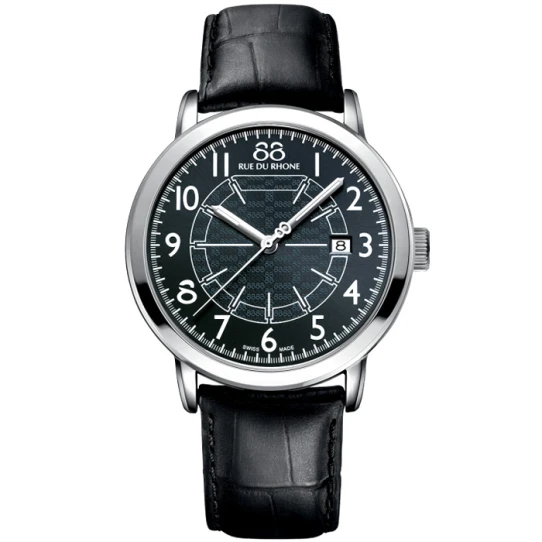 Мъжки ръчен часовник с кварцов механизъм - корпус от Стомана - Естествена кожа - цвят Син Черен