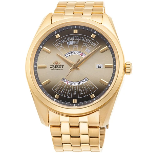 Мъжки ръчен часовник с автоматичен механизъм - корпус от Стомана - Стоманена верижка - цвят Шампанско Злато