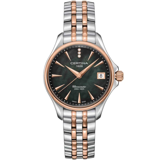 Дамски ръчен часовник с кварцов механизъм - корпус от Стомана - Стоманена верижка - цвят Седеф Розово Злато