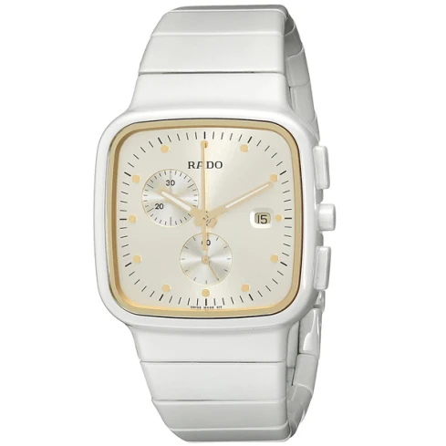 Дамски ръчен часовник с кварцов механизъм - корпус от Стомана и керамика - Керамика - цвят Бял Бял