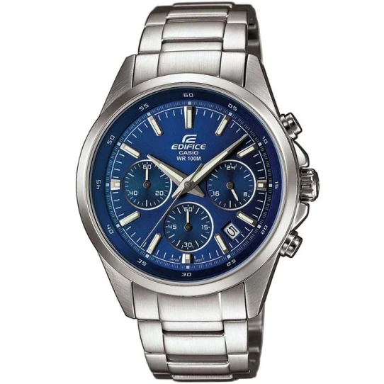 Мъжки ръчен часовник с кварцов механизъм - корпус от Стомана - Стоманена верижка - цвят Син Сив