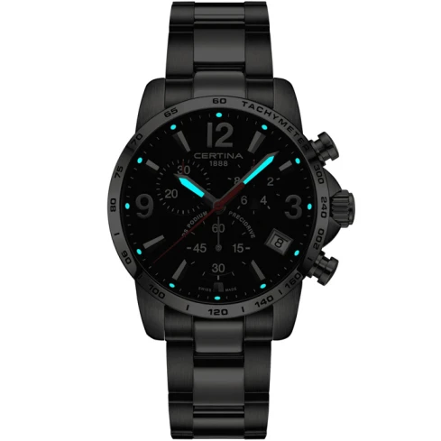 Мъжки ръчен часовник с кварцов механизъм - корпус от Стомана - Стоманена верижка - цвят Черен Сив