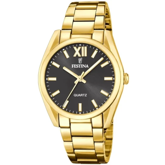 Дамски ръчен часовник с кварцов механизъм - корпус от Стомана - Стоманена верижка - цвят Черен Злато