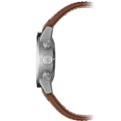 Мъжки ръчен часовник с автоматичен механизъм - корпус от Стомана - Естествена кожа - цвят Зелен Сив