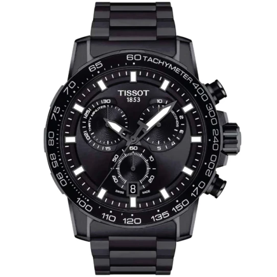 Мъжки ръчен часовник с кварцов механизъм - корпус от Стомана и алуминий - Стоманена верижка - цвят Черен Черен