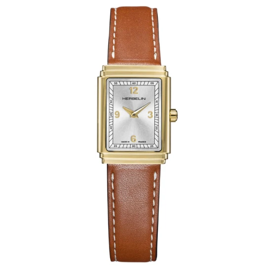 Дамски ръчен часовник с кварцов механизъм - корпус от Стомана - Естествена кожа - цвят Бежов