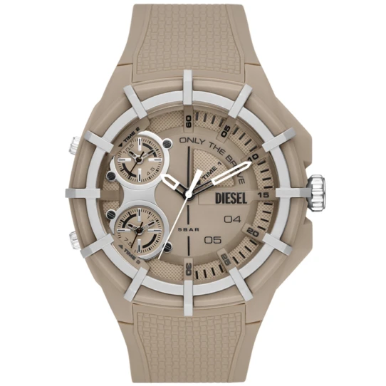 Мъжки ръчен часовник с кварцов механизъм - корпус от Полимер - Силиконова каишка - цвят Бежов Бежов