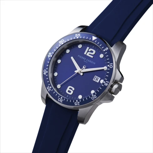 Мъжки ръчен часовник с кварцов механизъм - корпус от Стомана - Стоманена верижка - цвят Син