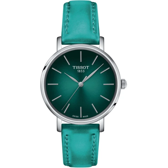 Дамски ръчен часовник с кварцов механизъм - корпус от Стомана - Синтетична кожа - цвят Тюркоаз Тюркоаз