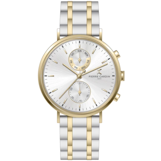 Мъжки ръчен часовник с кварцов механизъм - корпус от Стомана - Стоманена верижка - цвят Сребрист Злато