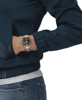 Дамски ръчен часовник с кварцов механизъм - корпус от Стомана - Стоманена верижка - цвят Черен Злато