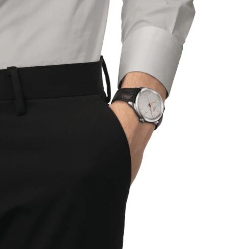 Мъжки ръчен часовник с кварцов механизъм - корпус от Стомана - Естествена кожа - цвят Сив Кафяв