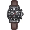 Мъжки ръчен часовник с кварцов механизъм - корпус от Стомана - Естествена кожа - цвят Черен Кафяв