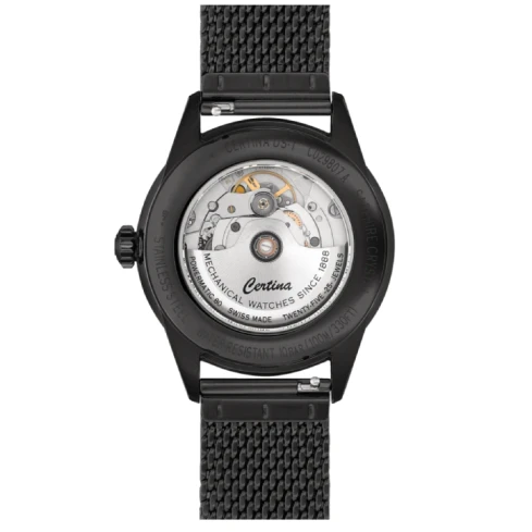 Мъжки ръчен часовник с автоматичен механизъм - корпус от Стомана - Меш - цвят Черен Черен