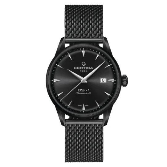 Мъжки ръчен часовник с автоматичен механизъм - корпус от Стомана - Меш - цвят Черен Черен