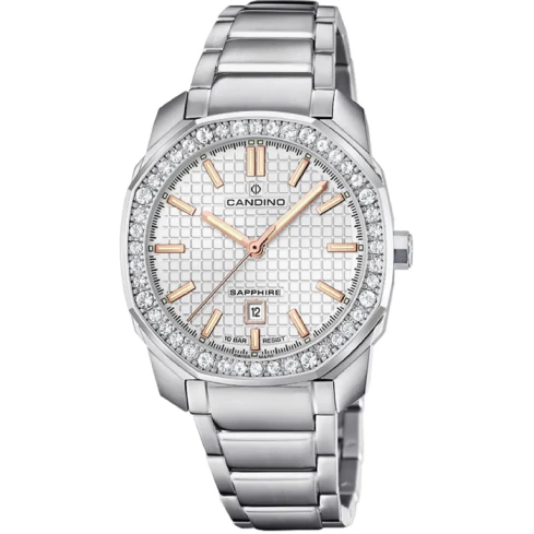 Дамски ръчен часовник с кварцов механизъм - корпус от Стомана - Стоманена верижка - цвят Бял