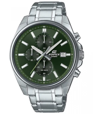 Мъжки ръчен часовник с кварцов механизъм - корпус от Стомана - Стоманена верижка - цвят Зелен