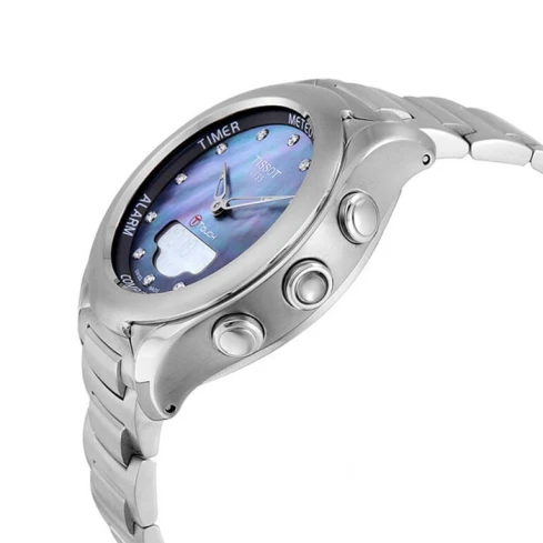 Дамски ръчен часовник с кварцов механизъм - корпус от Стомана - Стоманена верижка - цвят Седеф Сив