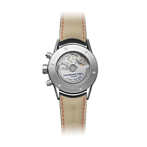 Мъжки ръчен часовник с автоматичен механизъм - корпус от Стомана и керамика - Естествена кожа - цвят Черен Червен