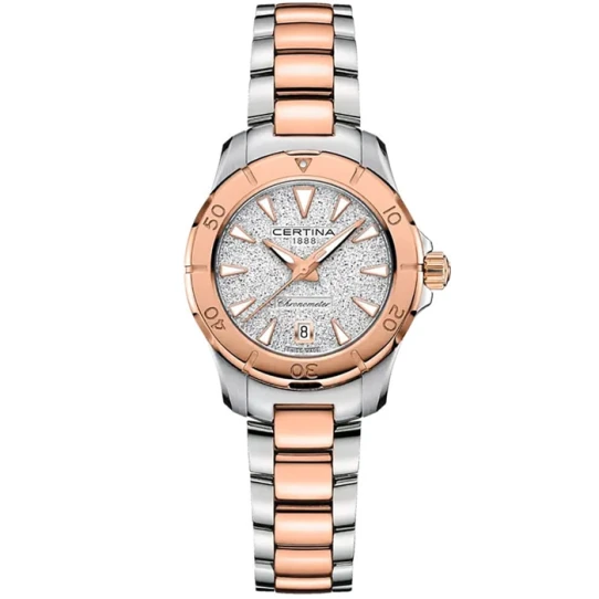 Дамски ръчен часовник с кварцов механизъм - корпус от Стомана - Стоманена верижка - цвят Сребрист Розово Злато