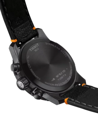 Мъжки ръчен часовник с кварцов механизъм - корпус от Стомана - Естествена кожа - цвят Черен Черен