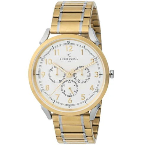 Мъжки ръчен часовник с кварцов механизъм - корпус от Стомана - Стоманена верижка - цвят Бял Сив