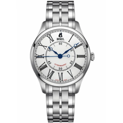 Мъжки ръчен часовник с автоматичен механизъм - корпус от Стомана - Стоманена верижка - цвят Бял Сив