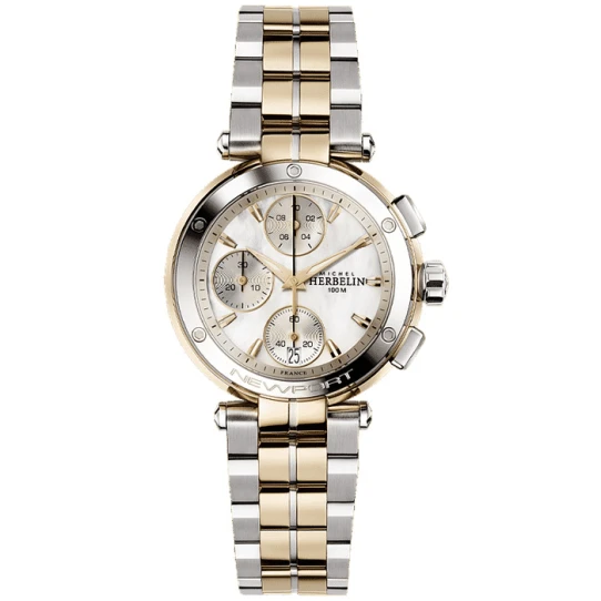 Дамски ръчен часовник с кварцов механизъм - корпус от Стомана - Стоманена верижка - цвят Седеф Сив