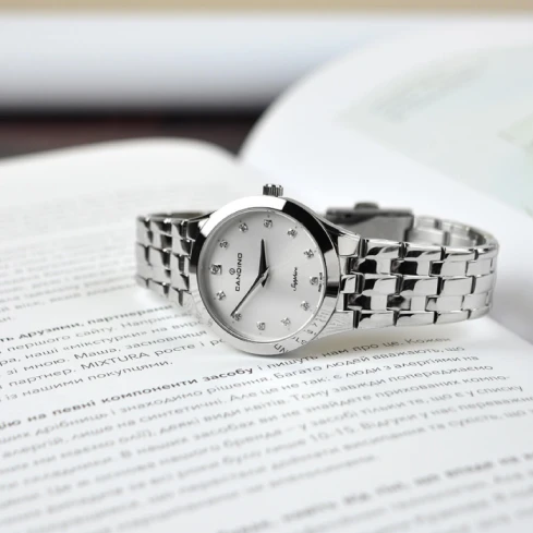 Дамски ръчен часовник с кварцов механизъм - корпус от Стомана - Стоманена верижка - цвят Бял