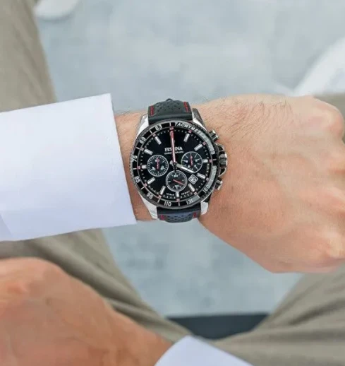 Мъжки ръчен часовник с кварцов механизъм - корпус от Стомана - Стоманена верижка - цвят Черен Черен