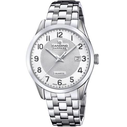 Мъжки ръчен часовник с кварцов механизъм - корпус от Стомана - Стоманена верижка - цвят Бял