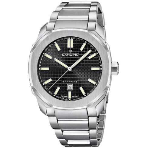 Мъжки ръчен часовник с кварцов механизъм - корпус от Стомана - Стоманена верижка - цвят Черен