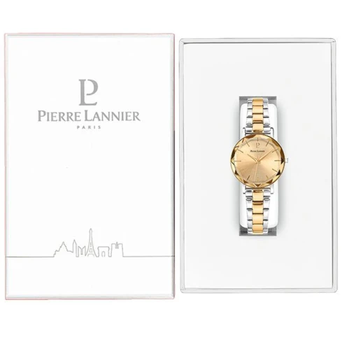 Дамски ръчен часовник с кварцов механизъм - корпус от Стомана - Стоманена верижка - цвят Жълт Злато