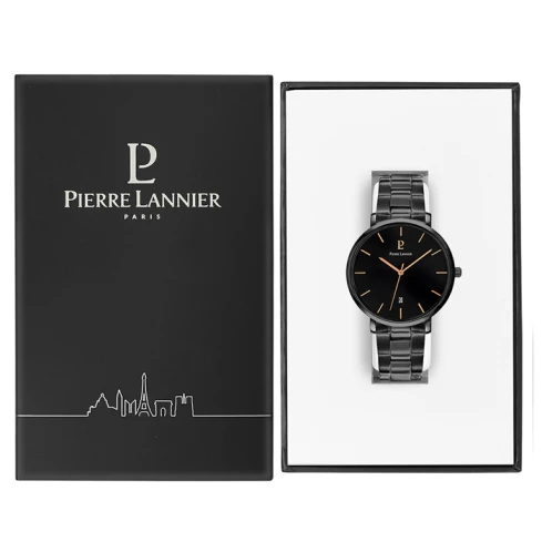 Мъжки ръчен часовник с кварцов механизъм - корпус от Стомана - Стоманена верижка - цвят Черен Черен