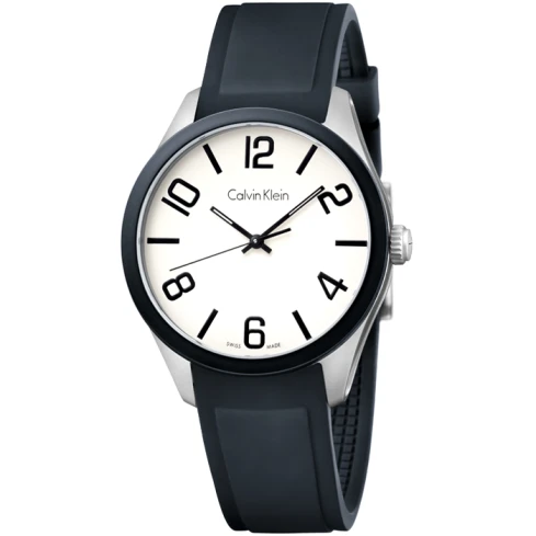 Дамски ръчен часовник с кварцов механизъм - корпус от Стомана и алуминий - Силиконова каишка - цвят Бял Черен