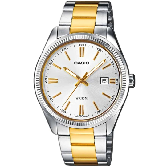 Мъжки ръчен часовник с кварцов механизъм - корпус от Стомана - Стоманена верижка - цвят Сребрист Злато