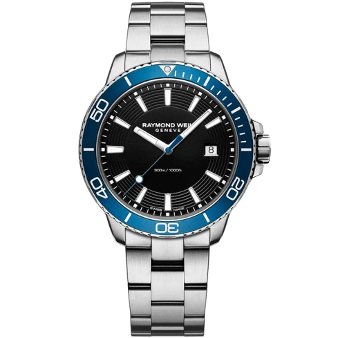 Мъжки ръчен часовник с кварцов механизъм - корпус от Стомана и алуминий - Стоманена верижка - цвят Черен Сив