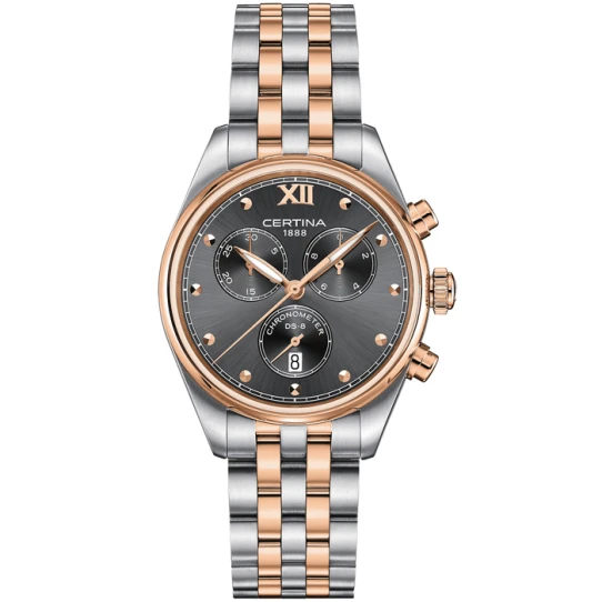 Дамски ръчен часовник с кварцов механизъм - корпус от Стомана - Стоманена верижка - цвят Сив Розово Злато