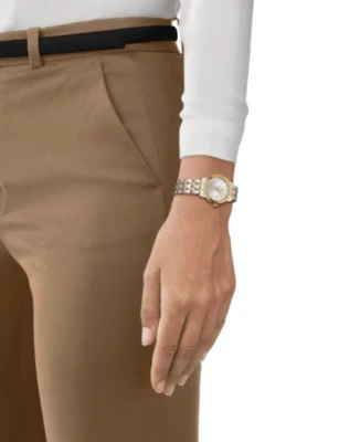 Дамски ръчен часовник с кварцов механизъм - корпус от Стомана - Стоманена верижка - цвят Сребрист Злато