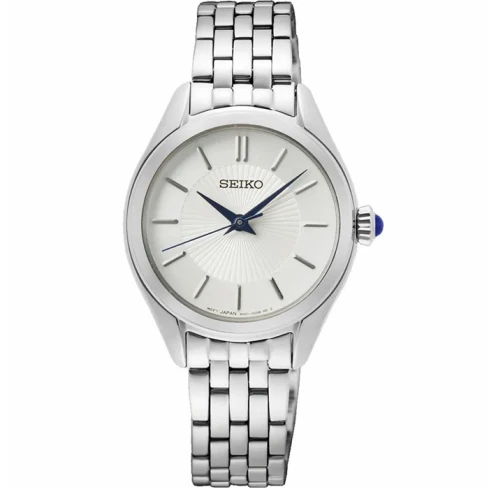 Дамски ръчен часовник с кварцов механизъм - корпус от Стомана - Стоманена верижка - цвят Бял