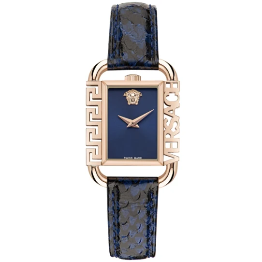 Дамски ръчен часовник с кварцов механизъм - корпус от Стомана - Естествена кожа - цвят Син Син