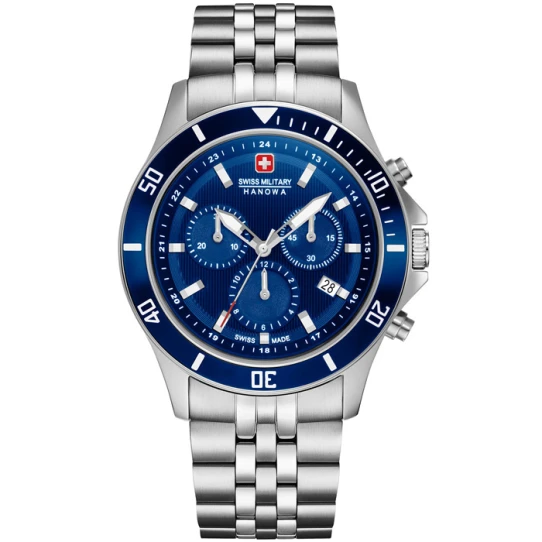 Мъжки ръчен часовник с кварцов механизъм - корпус от Стомана - Стоманена верижка - цвят Син Сив