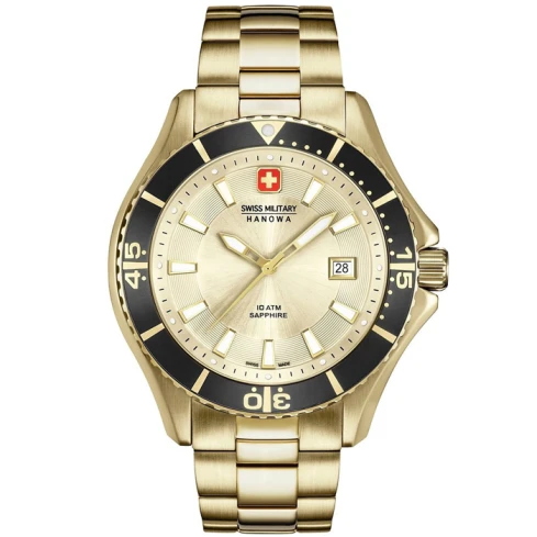 Мъжки ръчен часовник с кварцов механизъм - корпус от Стомана - Стоманена верижка - цвят Шампанско Злато