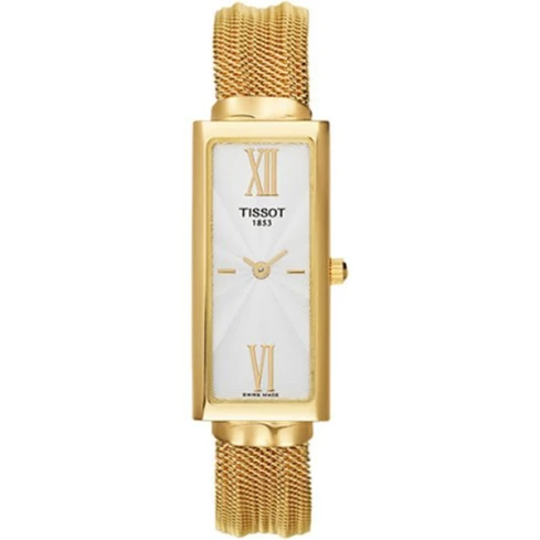 Дамски ръчен часовник с кварцов механизъм - корпус от Жълто злато 18К - Златна верижка - цвят Бял Злато